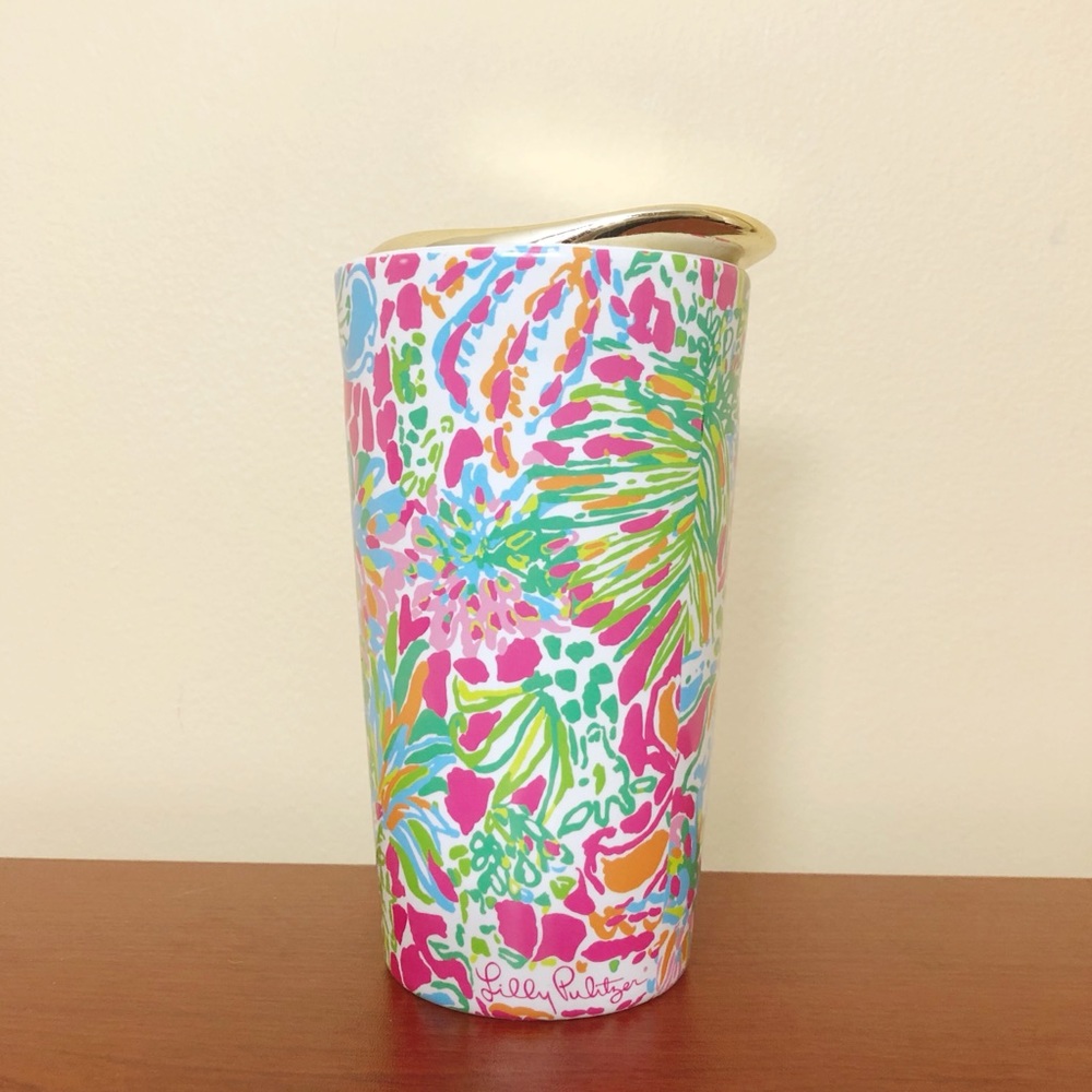 Lilly Pulitzer Ceramic Travel Mug - Spot Ya Pink